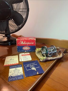 Vintage Fishing Reel with Red Box